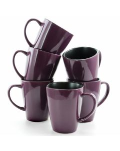 Elama Mulberry 14 oz Stoneware Mugs in Purple, Set of 6